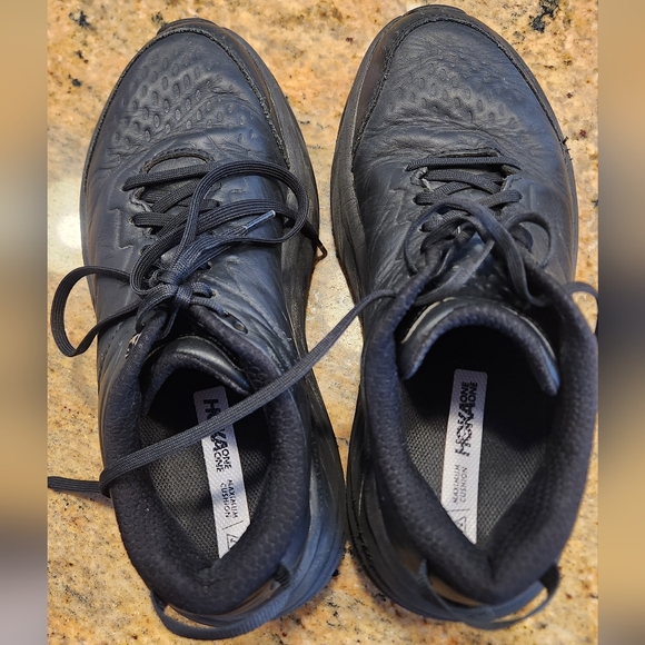 HOKA Black Bondi SR Running Shoes Womens Size 10 Black On Black Leather - Picture 8 of 8